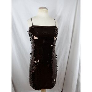 A New Day Women Brown Sequin Dress Size S